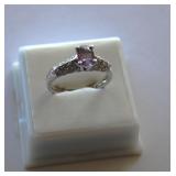 14K White Gold Amethyst Ring size 8