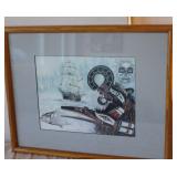 Native American Signed Artwork 19x15 Framed