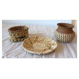 Native American Made Baskets set of 3