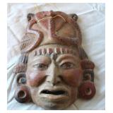 Vintage Ceramic Mayan or Aztec warrior mask.