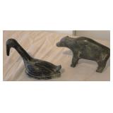 Carved Stone Bear & Goose