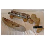 Vintage Wood Log Truck Cano & Cannon Toys