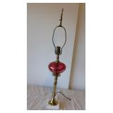 Vintage cranberry glass table lamp 35" T
