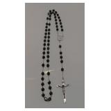 Sterling Marked Black Beads Rosary