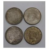 1921 & 1923 Morgan & Peace Silver Dollar Coins