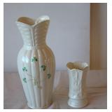 Belleek Irish porcelain vases & Dish