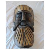 hand-carved folk art wooden mask 15"T