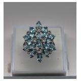 10K White Gold 7.56 TW Blue Zircon Ring
