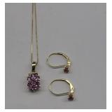 10K Sapphire Necklace & Earrings Set