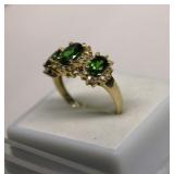 10k Gold Diopside & Diamond Ring