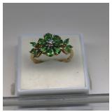 10K Gold Emerald & Diamond Ring