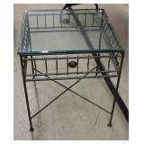 Glass Top Metal Frame Side Table 21'W 21'D 24'T