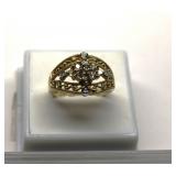 10K Gold .50 Clear Garnet Diamond Accent Ring