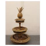Lazy Susan 3-tier Hawaiian hand-carved server