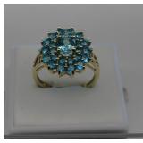 14K Gold Blue Topaz Ring