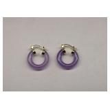 10K Gold Lavender Jade Earrings