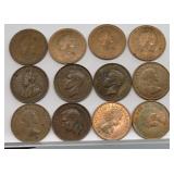 Vintage bronze coins from Great Britain Austraila