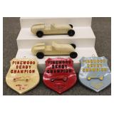 Pinewood Derby competition 1960's Cars & trophies