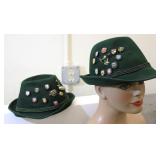 Vintage Alpine German Hiking Felt Hat + Pins set 2