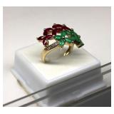 10K Gold Ruby & Emerald Ring