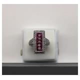 10K White Gold Ruby & Diamond Ring