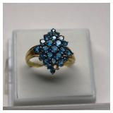 10K 2.15 CT Blue Apatite Ring ( Missing 1 Stone)