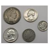 1899 Nickle 1913  S !/2 Dollar Silver Coins