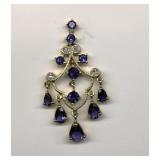 10K Gold 4.28 CT Iolite & Diamond Pendant