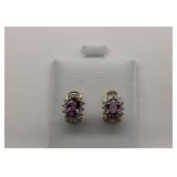 14K Gold Sapphire & Diamond Earrings