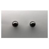 14K White Gold South Sea Black Pearl Earrings