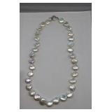 Sterling Silver Coin Pearl Necklace