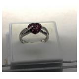 10K White Gold Sapphire & Diamond Ring