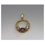 Rainbow Gold Filled Glass Stone Pendant