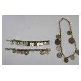 Vintage Foreign Coin Necklace & Bracelets