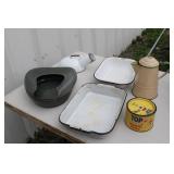 Vintage Enamelware & Tobacco Can