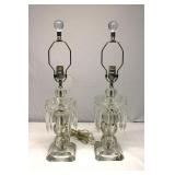 Hollywood Regency crystal table lamps set 2