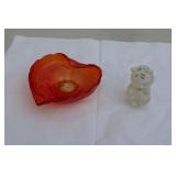 Fenton Bear & Art Glass Ashtray