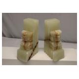Vintage Carved Onyx Bookends - Aztec Mayan