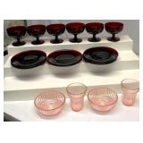 Pink Depression Ruby Red Glass Sherbet Plates