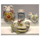 Vintage Ceramic Coin Banks Lot