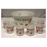 Fire King Tom & Jerry Punch Bowl Set
