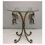 Hollywood Regency Brass Rope Tassel Side Table