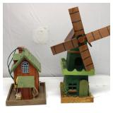 Wood Bird House & Feeder