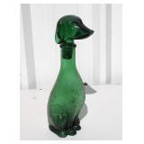 Italian Empoli Green Glass Dachshund Decanter