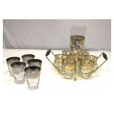 MCM Culver Chantilly Pitcher Glass Round Caddy