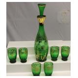 Green Bohemian Decanter Set of 7