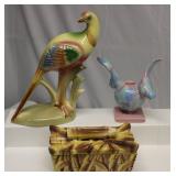 Mid Century Pottery Bird & Trinket box