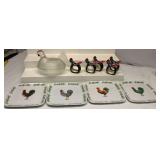 Vintage Chicken Candy Dish & Plates Lot