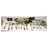 Vintage Silver Plate Flatware & Dishes Lot