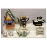 Bird House Mini Tea Pots S&P Shakers Pottery